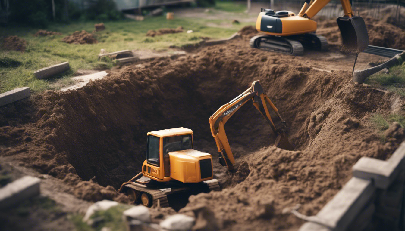 service de terrassement et préparation de terrain pour l'installation d'une fosse septique par des professionnels qualifiés.