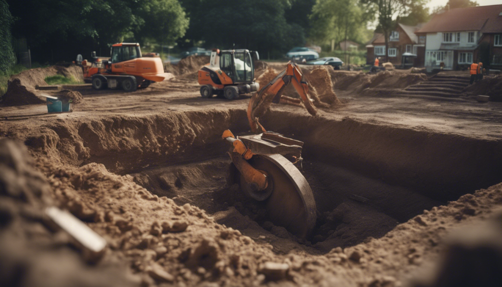 service de terrassement et de préparation du terrain pour l'installation d'une fosse septique.