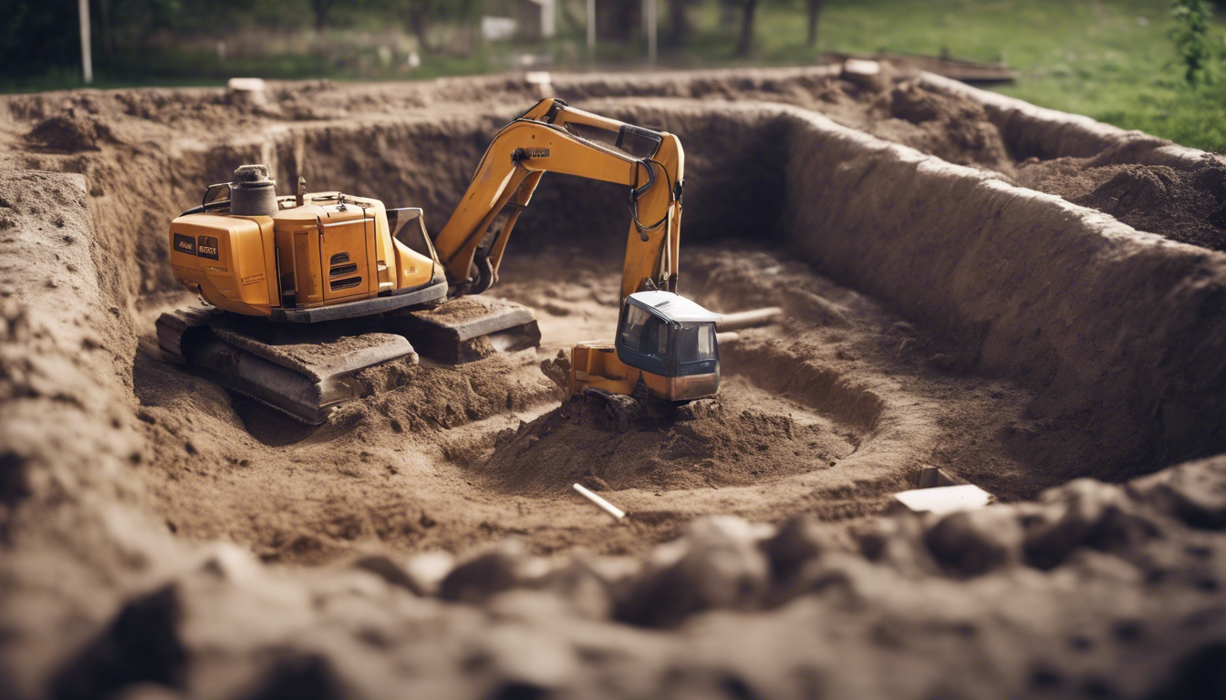 terrassement et préparation du terrain pour l'installation d'une fosse septique. engagez des professionnels pour un travail efficace et conforme aux normes.