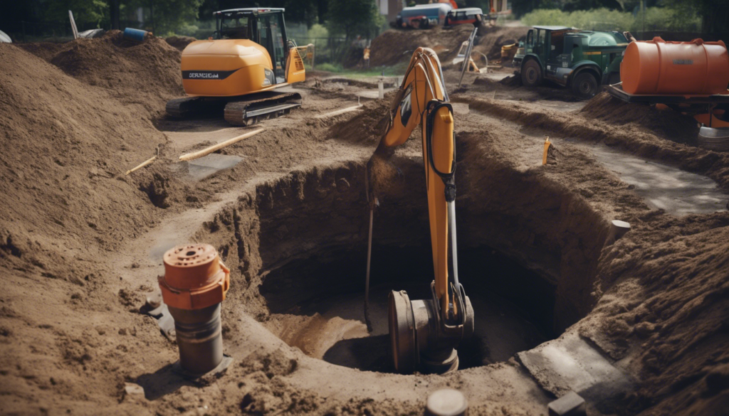 terrassement et préparation du terrain pour l'installation d'une fosse septique
