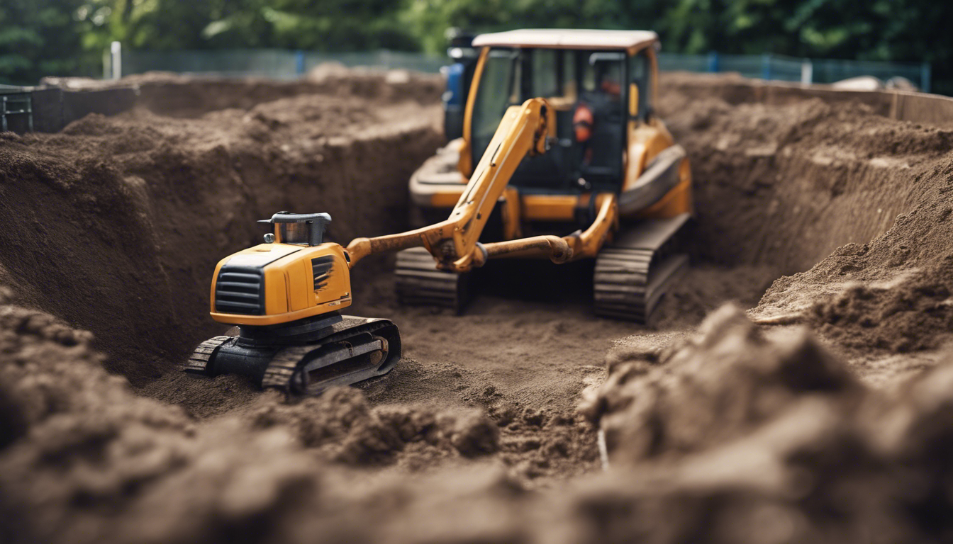 service de terrassement et préparation de terrain pour l'installation d'une fosse septique, réalisé par des professionnels qualifiés.