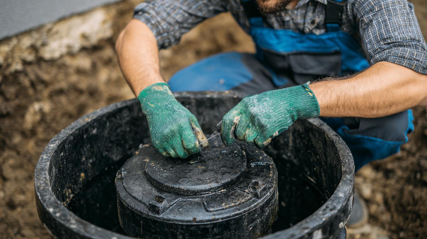 un professionnel en train d'effectuer l'entretien d'une fosse septique