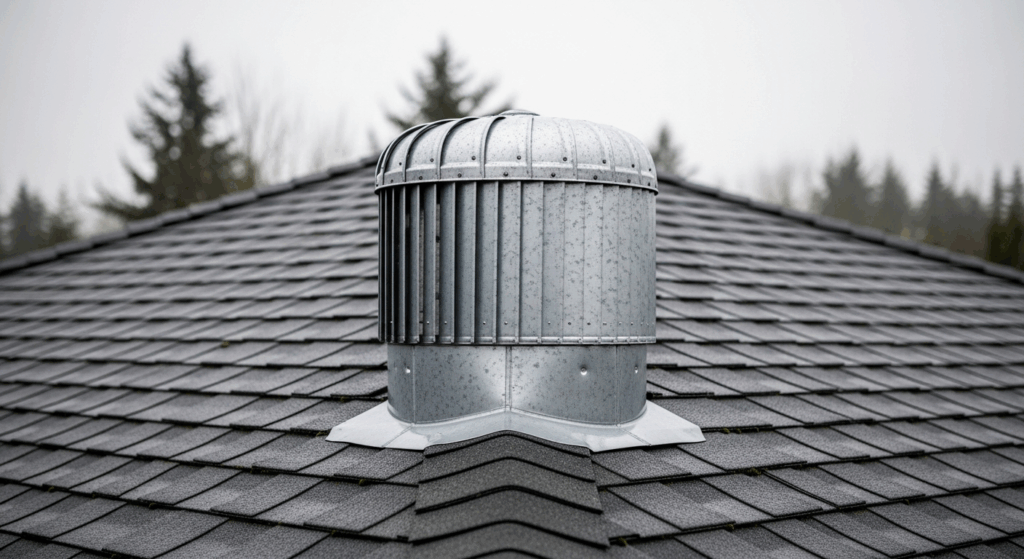 extracteur statique sur le toit d'une maison