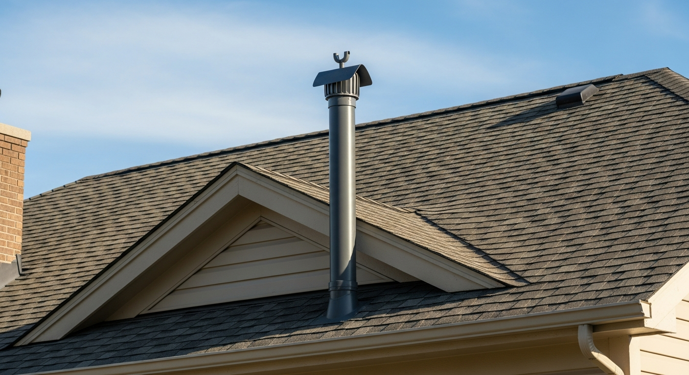 conduit d'évacuation de la fosse septique sur la toiture