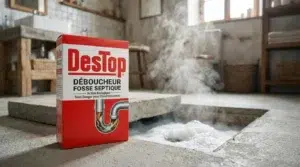 Une boite de Destop pour fosse septique