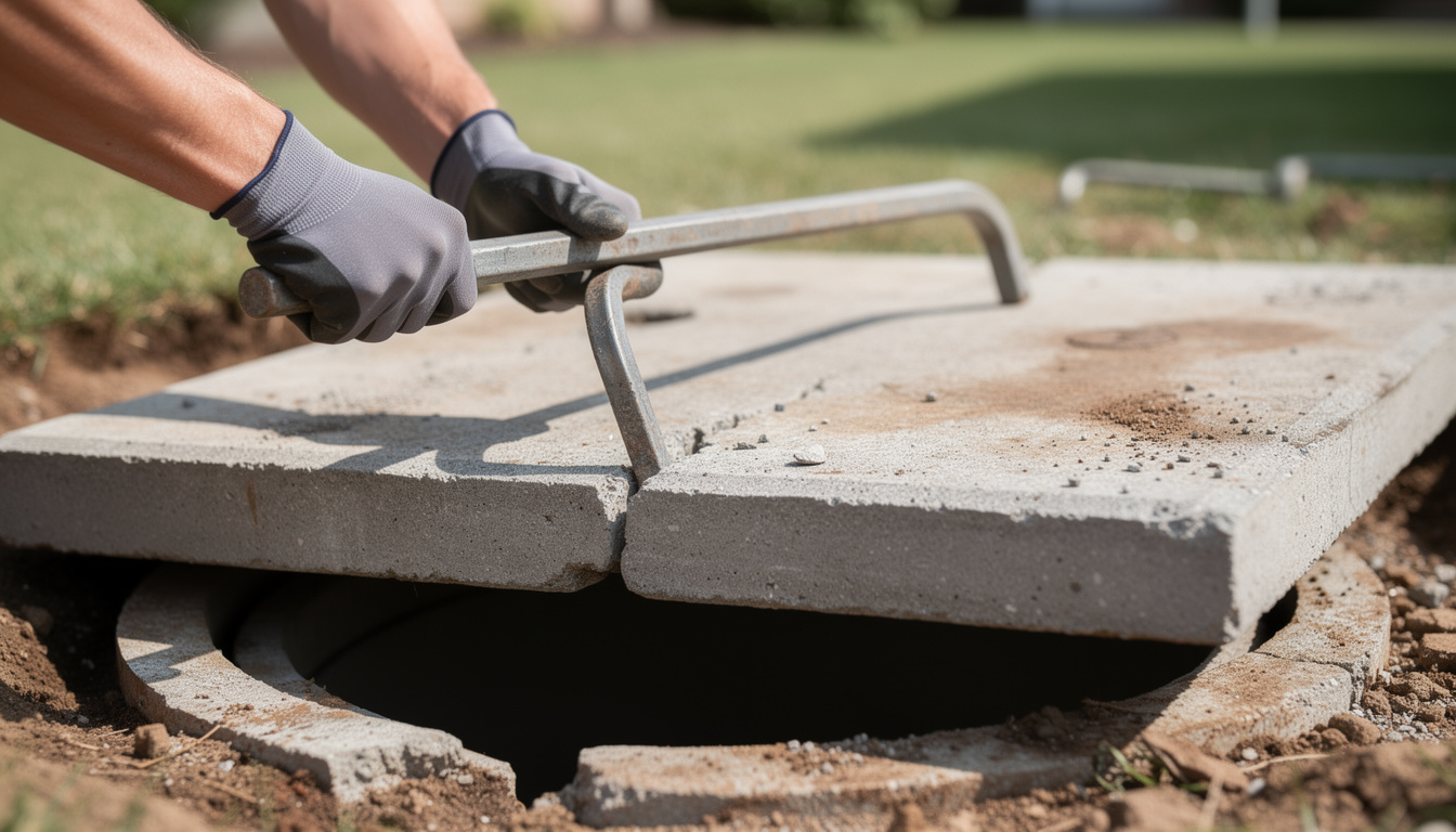 découvrez comment localiser et ouvrir facilement le couvercle en béton d'une fosse septique enterrée grâce à nos conseils pratiques et sécurisés.